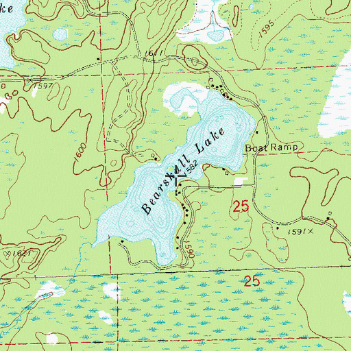 Topographic Map of Bearskull Lake, WI