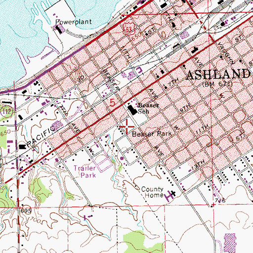 Topographic Map of Beaser Park, WI