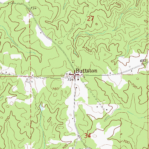 Topographic Map of Buttston, AL