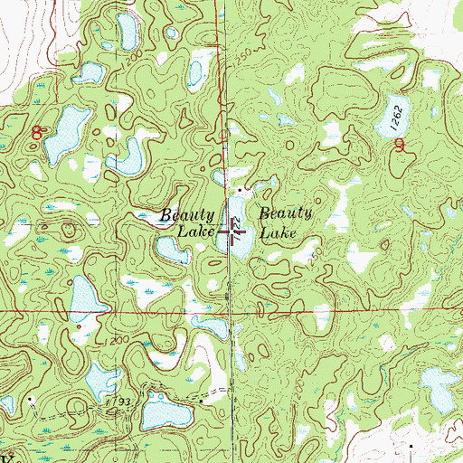 Topographic Map of Beauty Lake, WI