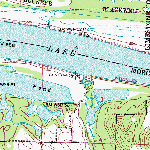Topographic Map of Cain Landing, AL