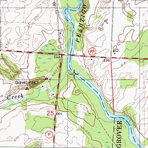 Topographic Map of Beaver Creek, WI