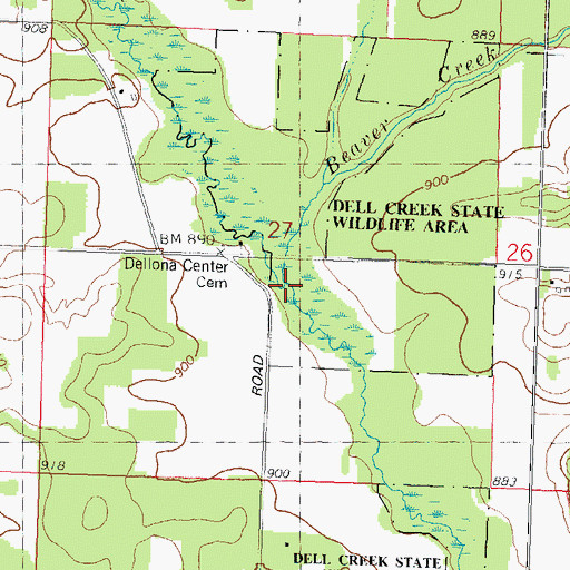 Topographic Map of Beaver Creek, WI