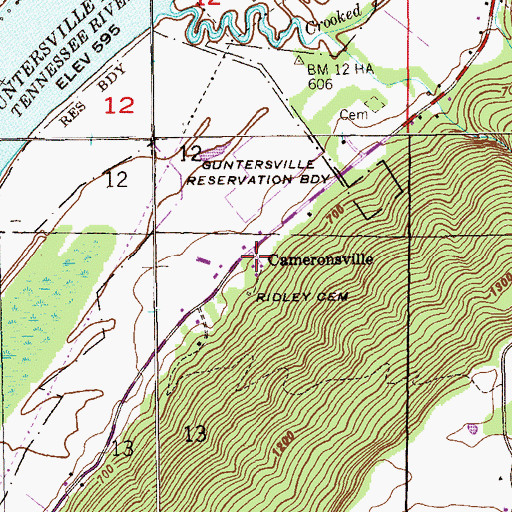Topographic Map of Cameronsville, AL