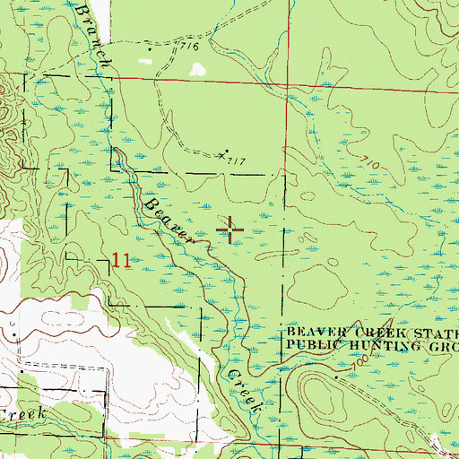 Topographic Map of Beaver Creek State Public Hunting Grounds, WI