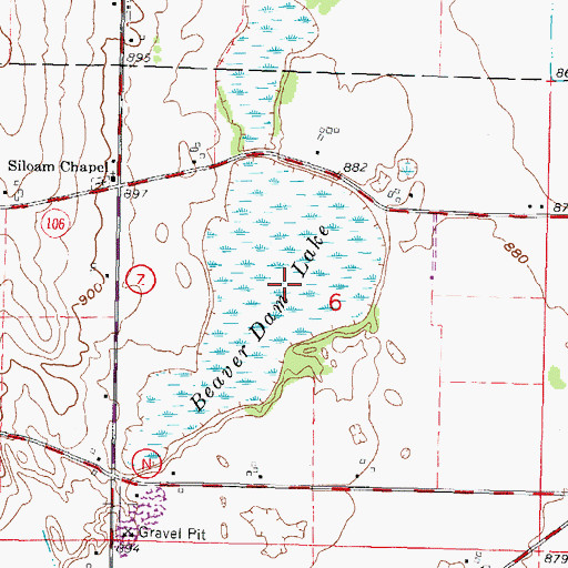 Topographic Map of Beaver Dam Lake, WI