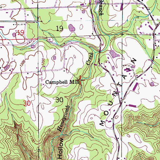 Topographic Map of Campbell Mill, AL