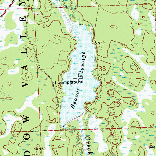 Topographic Map of Beaver Flowage, WI