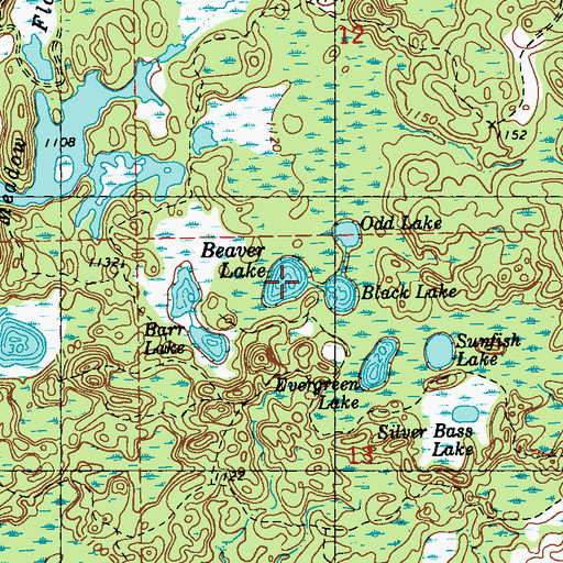 Topographic Map of Beaver Lake, WI