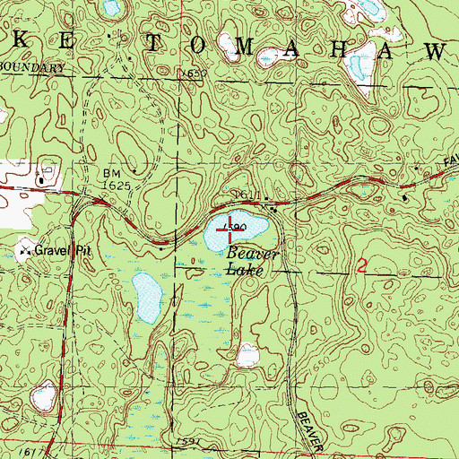 Topographic Map of Beaver Lake, WI