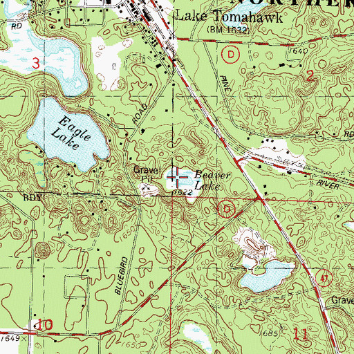 Topographic Map of Beaver Lake, WI