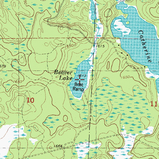 Topographic Map of Beaver Lake, WI