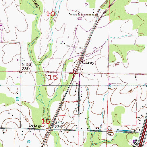 Topographic Map of Carey, AL