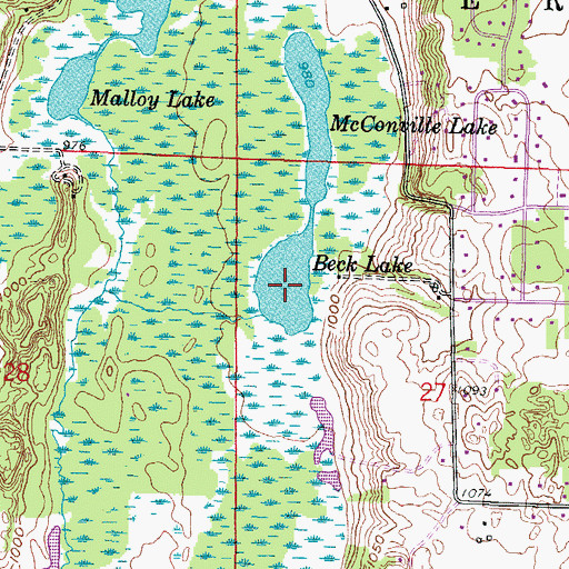 Topographic Map of Beck Lake, WI