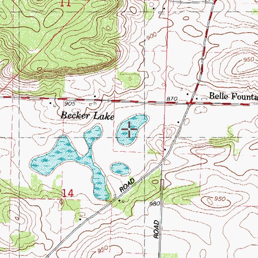 Topographic Map of Becker Lake, WI