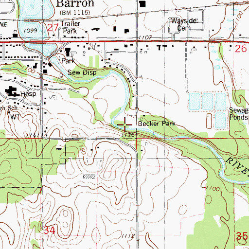 Topographic Map of Becker Park, WI