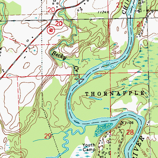 Topographic Map of Becky Creek, WI