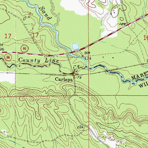 Topographic Map of Carleys, AL