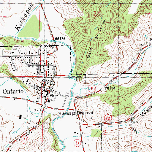 Topographic Map of Bee Hollow, WI