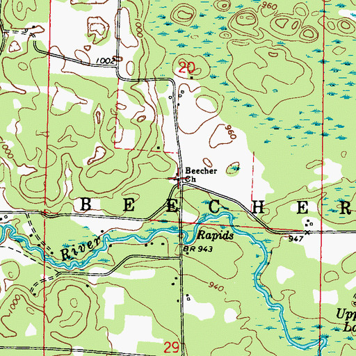 Topographic Map of Beecher Church, WI