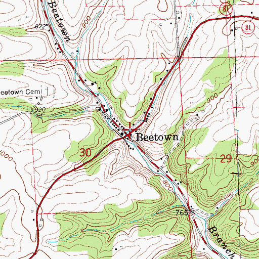 Topographic Map of Beetown, WI