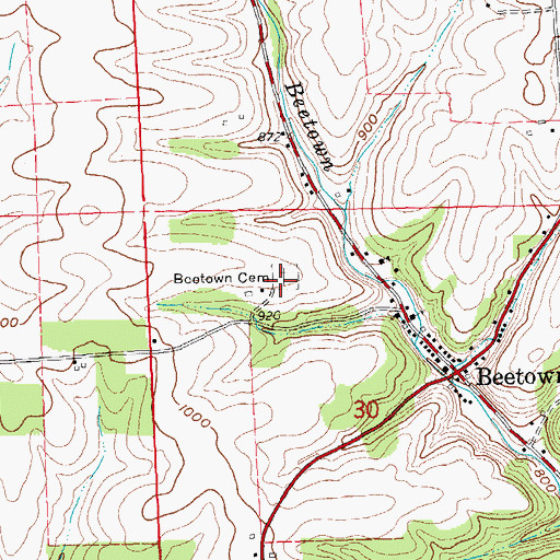 Topographic Map of Beetown Cemetery, WI