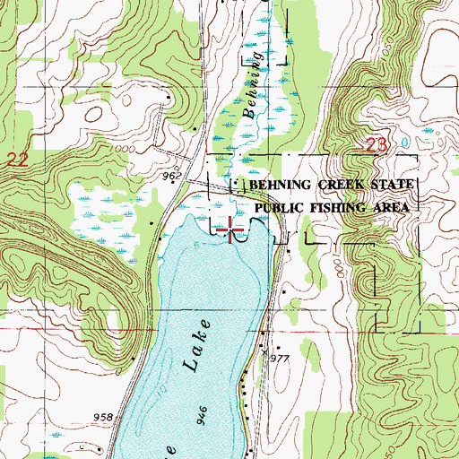 Topographic Map of Behning Creek, WI