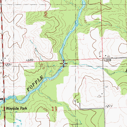 Topographic Map of Behringer Creek, WI