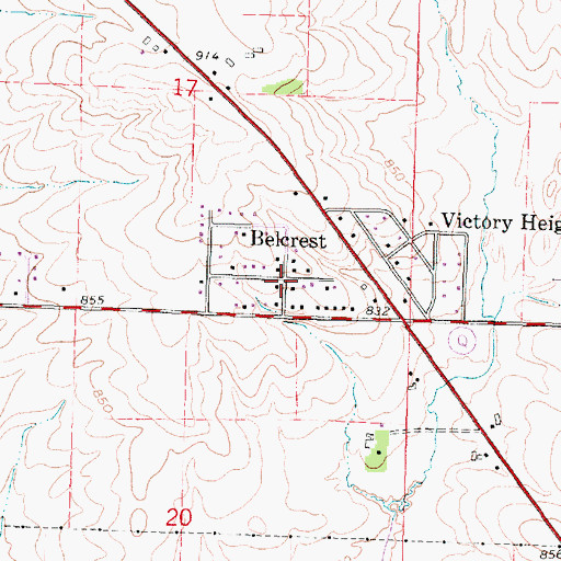 Topographic Map of Belcrest, WI