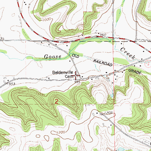 Topographic Map of Beldenville Cemetery, WI