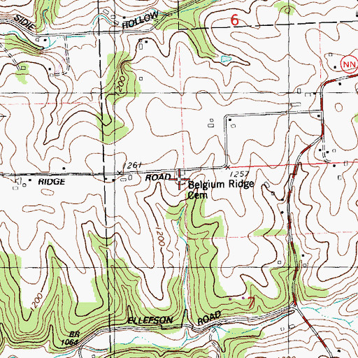 Topographic Map of Belgium Ridge Cemetery, WI
