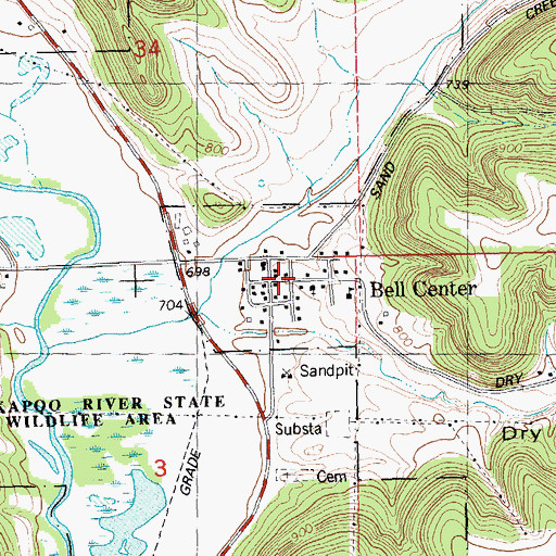 Topographic Map of Bell Center, WI
