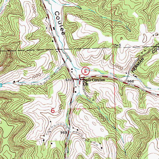 Topographic Map of Bell Coulee Church, WI