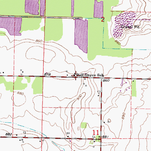 Topographic Map of Bell Grove School, WI