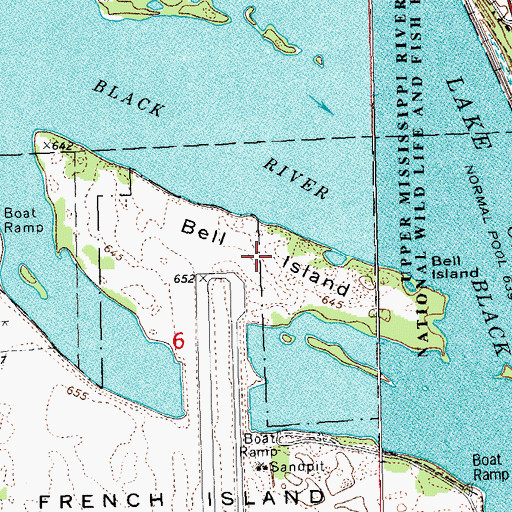 Topographic Map of Bell Island, WI