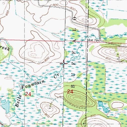 Topographic Map of Belle Fountain Creek, WI