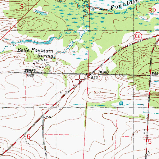 Topographic Map of Belle Fountain School, WI
