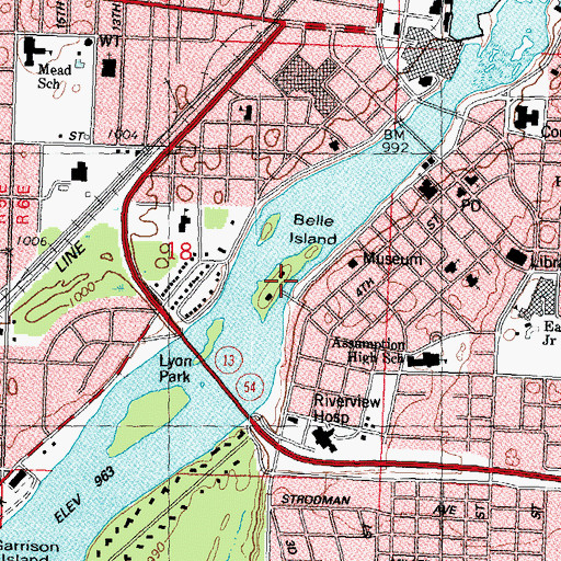 Topographic Map of Belle Island, WI