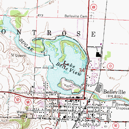 Topographic Map of Lake Belle View, WI