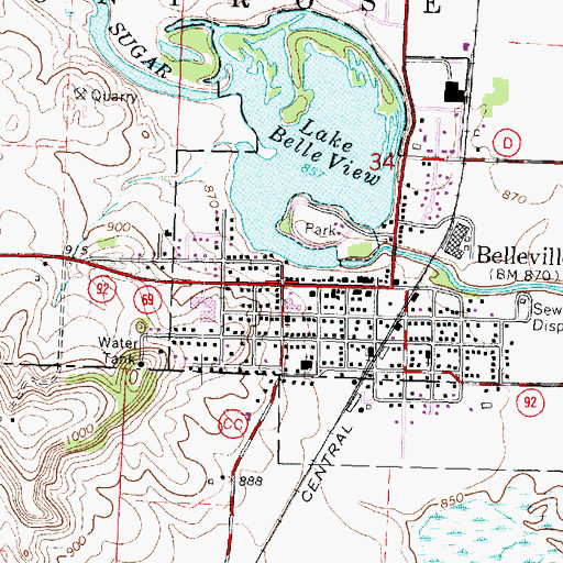 Topographic Map of Belleville, WI