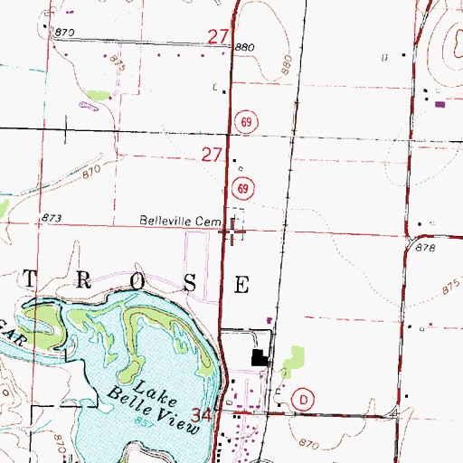 Topographic Map of Belleville Cemetery, WI