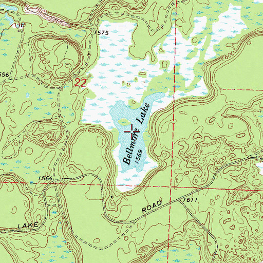 Topographic Map of Bellmore Lake, WI
