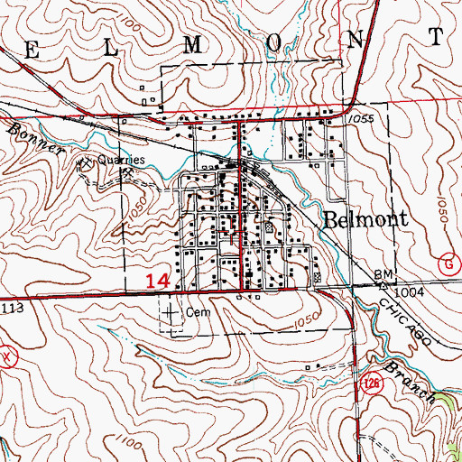Topographic Map of Belmont, WI