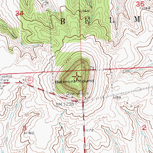 Topographic Map of Belmont Mound, WI