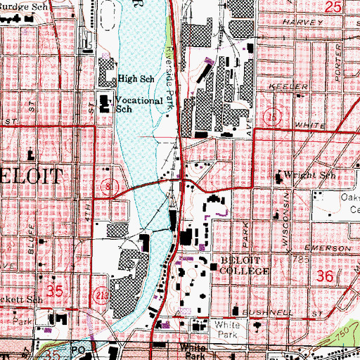 Topographic Map of Beloit, WI