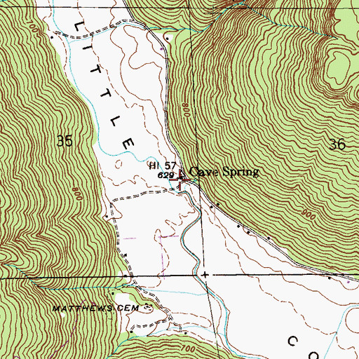 Topographic Map of Cave Spring, AL