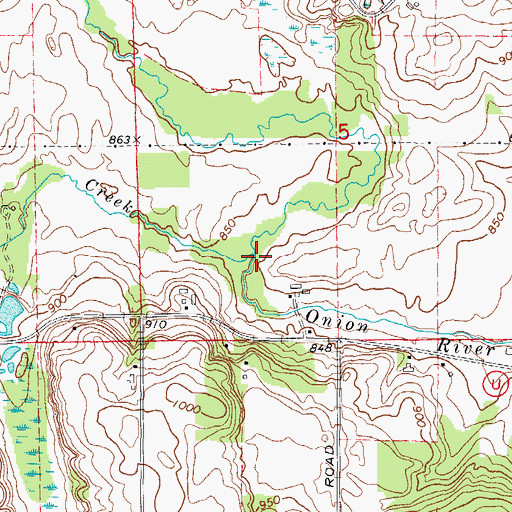 Topographic Map of Ben Nutt Creek, WI