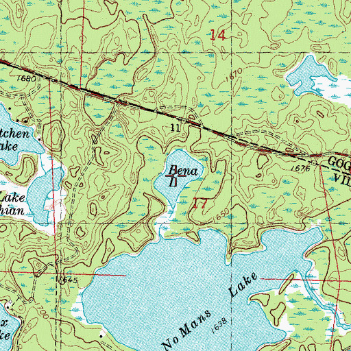 Topographic Map of Bena Lake, WI