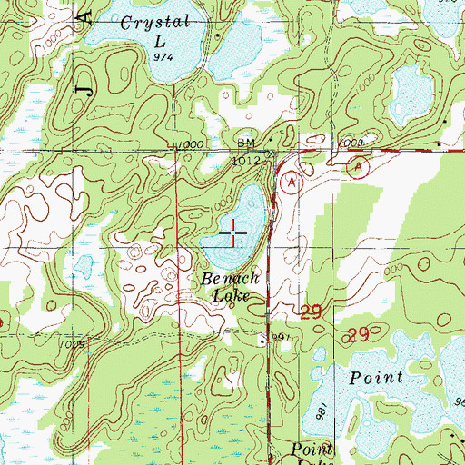 Topographic Map of Benach Lake, WI