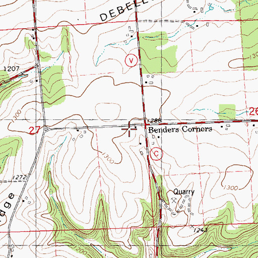 Topographic Map of Benders Corners, WI